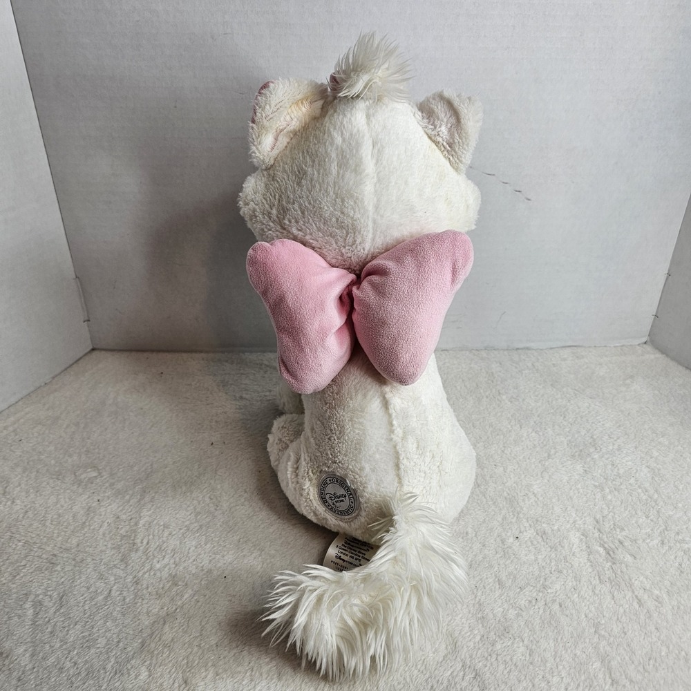 Disney Store The Aristocats Marie Plush White Cat with Pink Bow Original 13" Toy - Picture 3 of 7